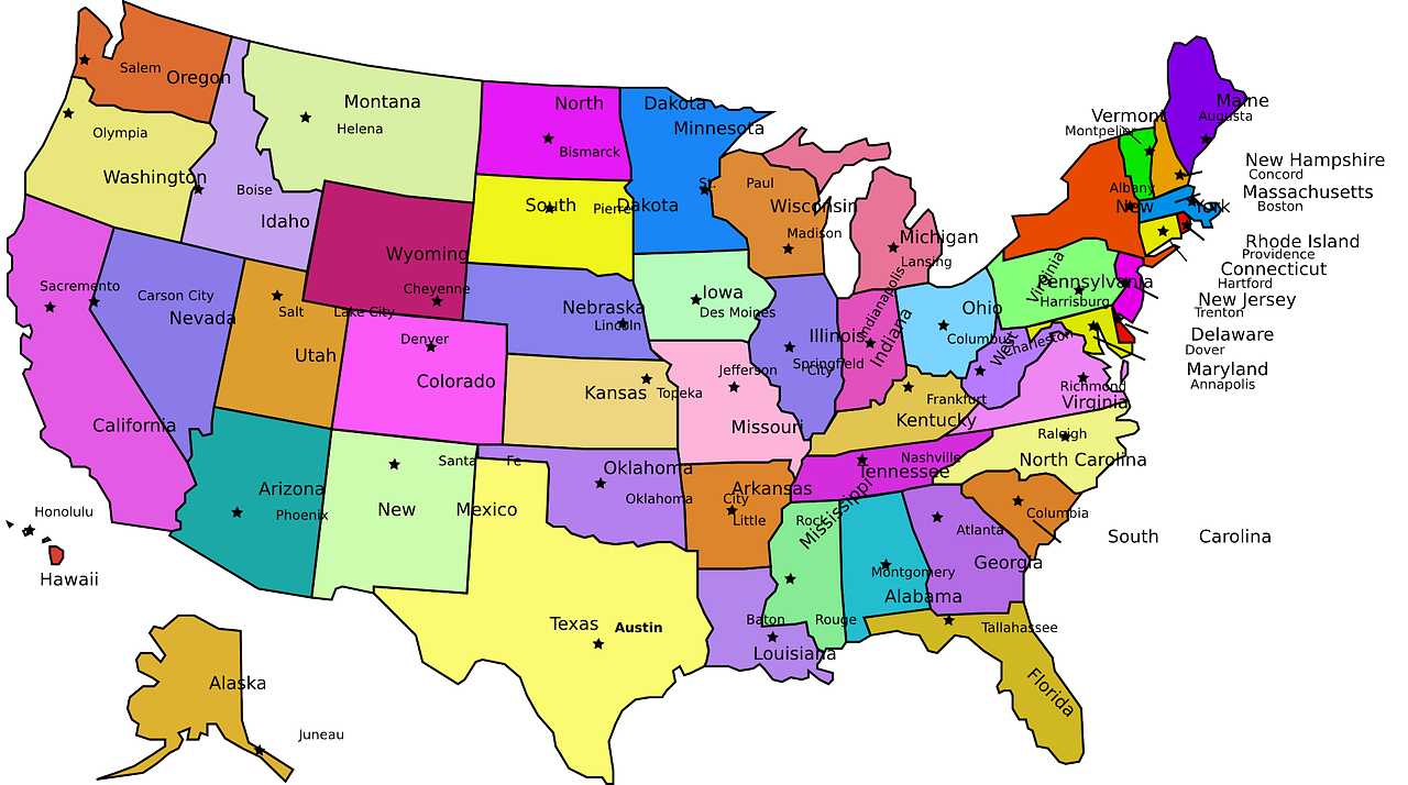 50 states of usa map