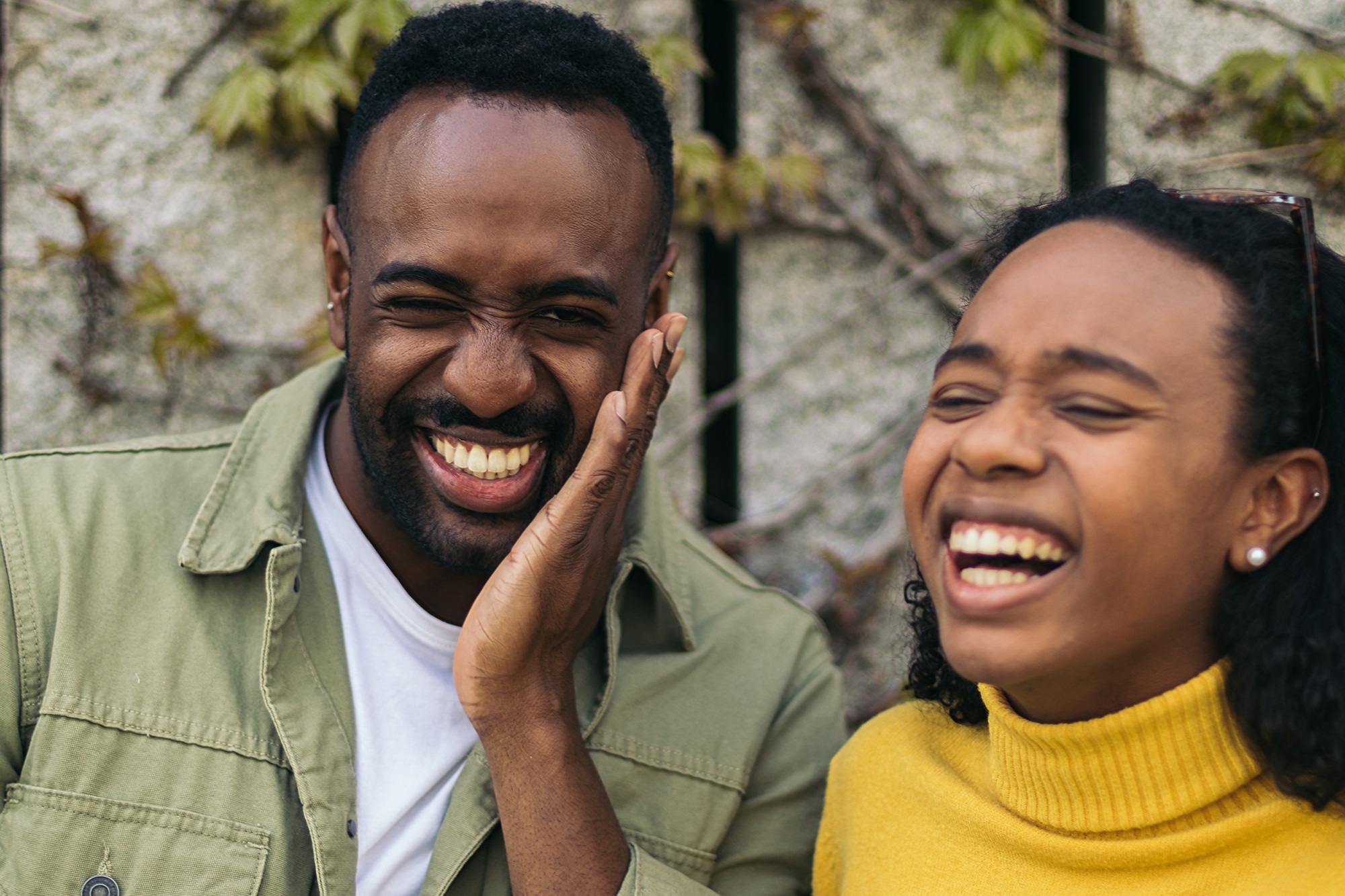 couple laughing together