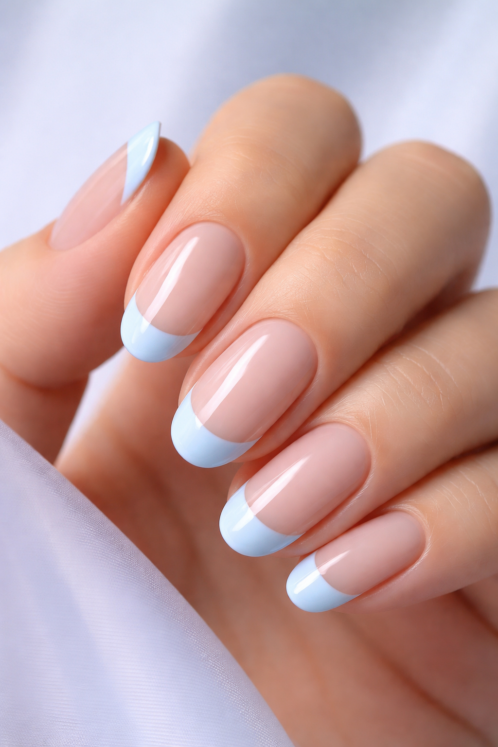 Spring Nail designs - Baby Blue French Tips