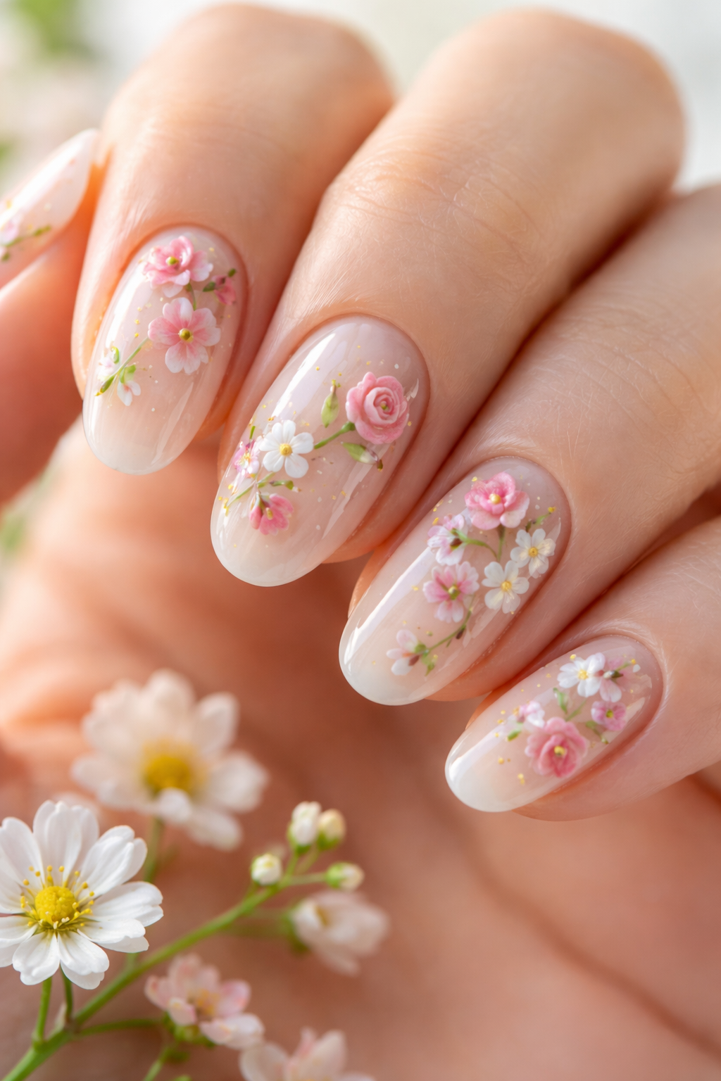 Spring Nails Ideas - Micro Floral Nails
