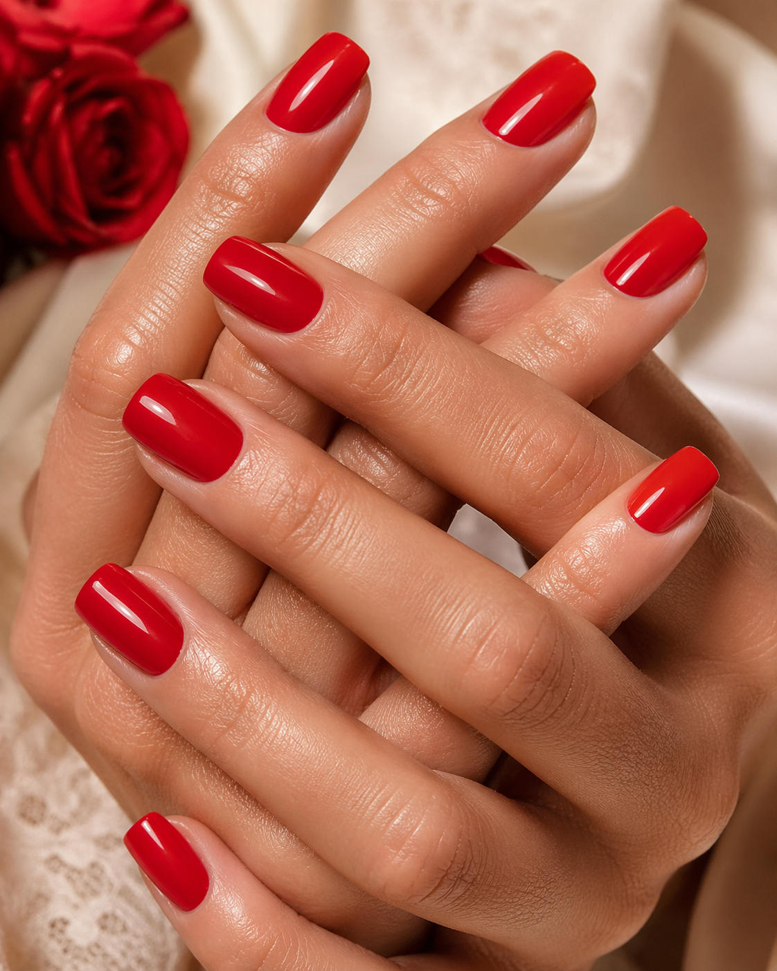 Bold Tomato Red Square Tips Nails Designs