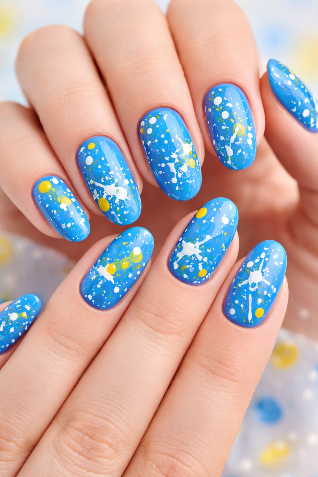 Bright blue nails design