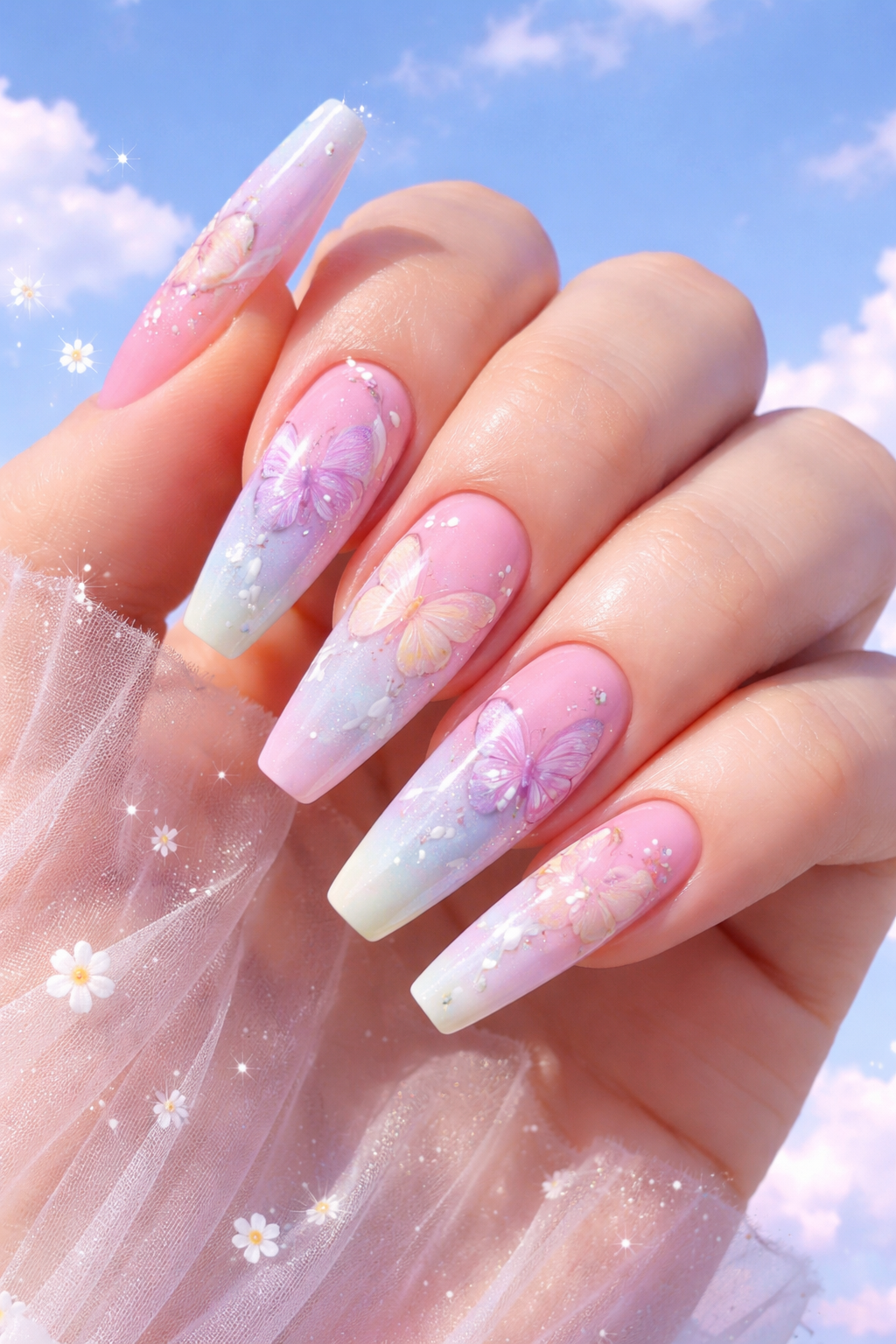 Butterfly Accent Nails designs