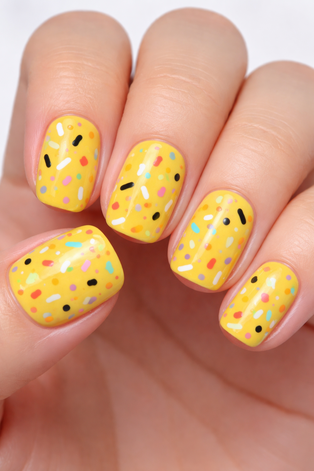 Confetti Yellow Spring Nail Desing