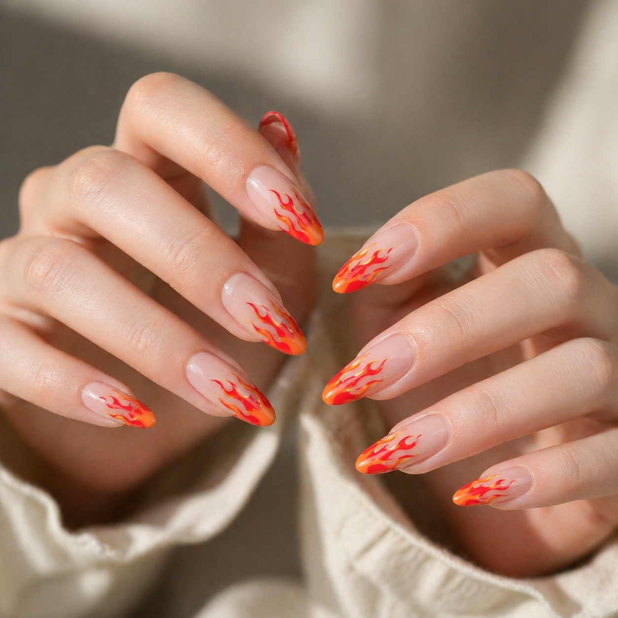 Flame French Tips summer nail design ideas