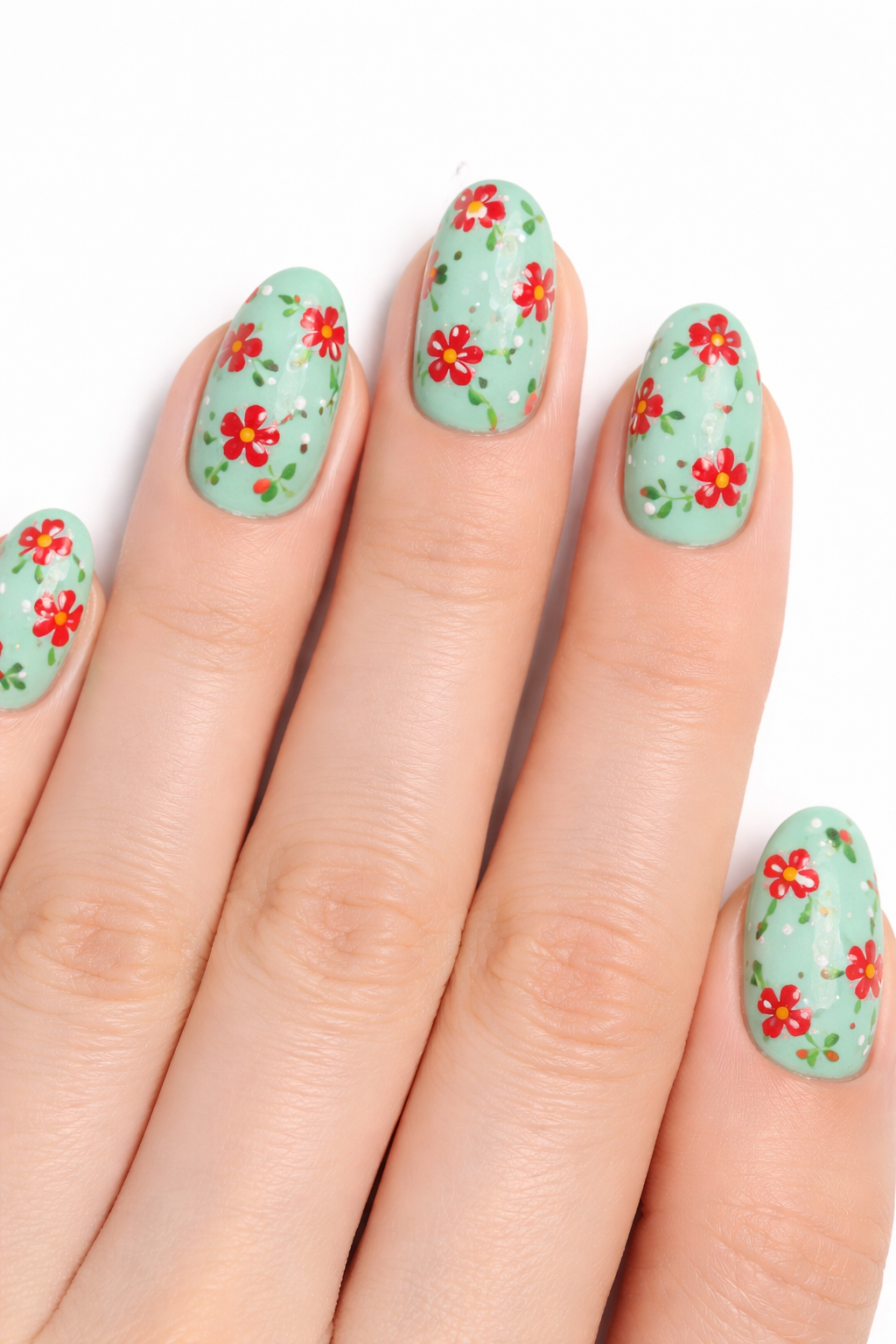 Fresh mint base nail design