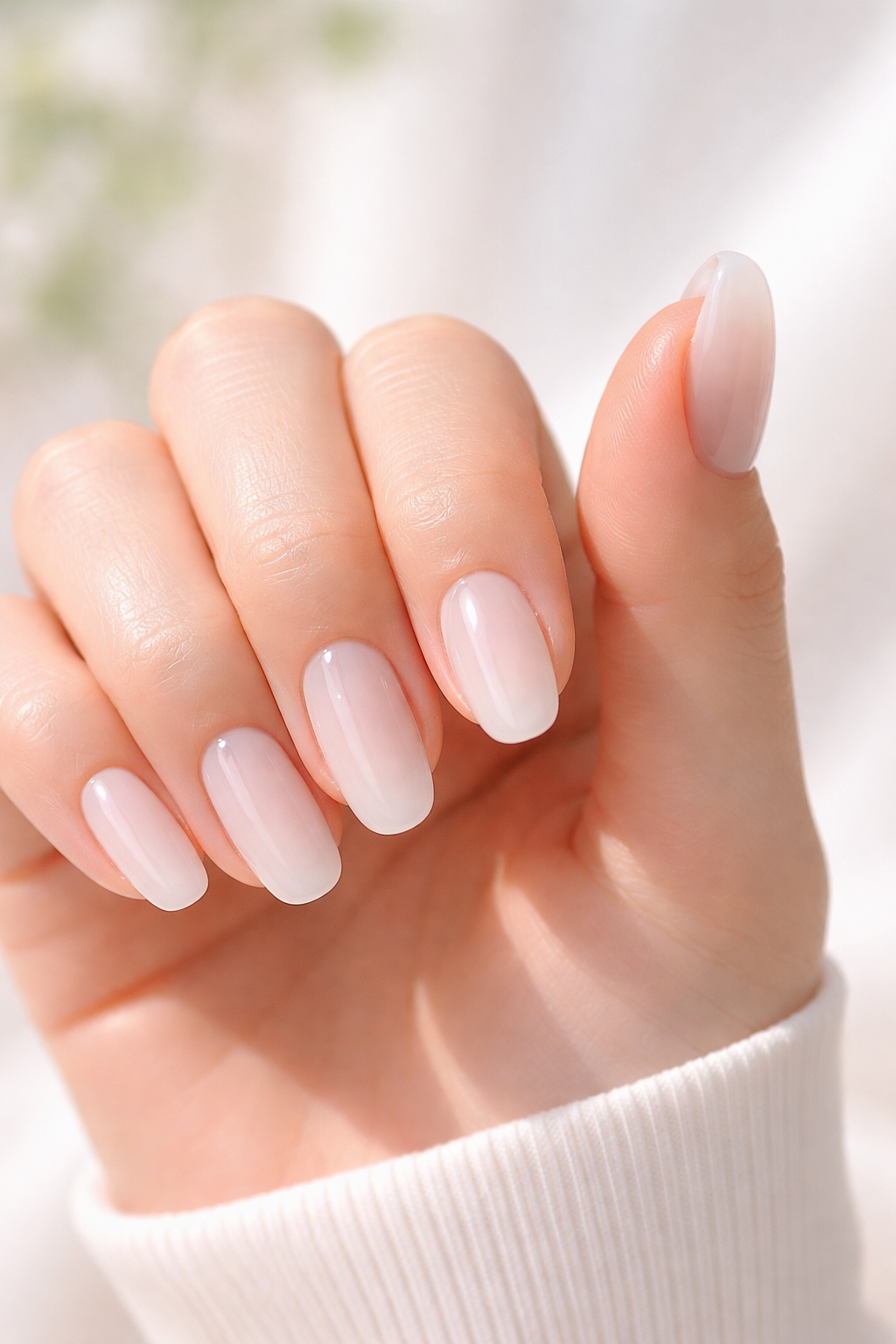 Milky Sheer Nails Spring