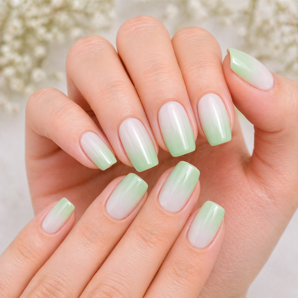 Pastel Green Ombré Nails
