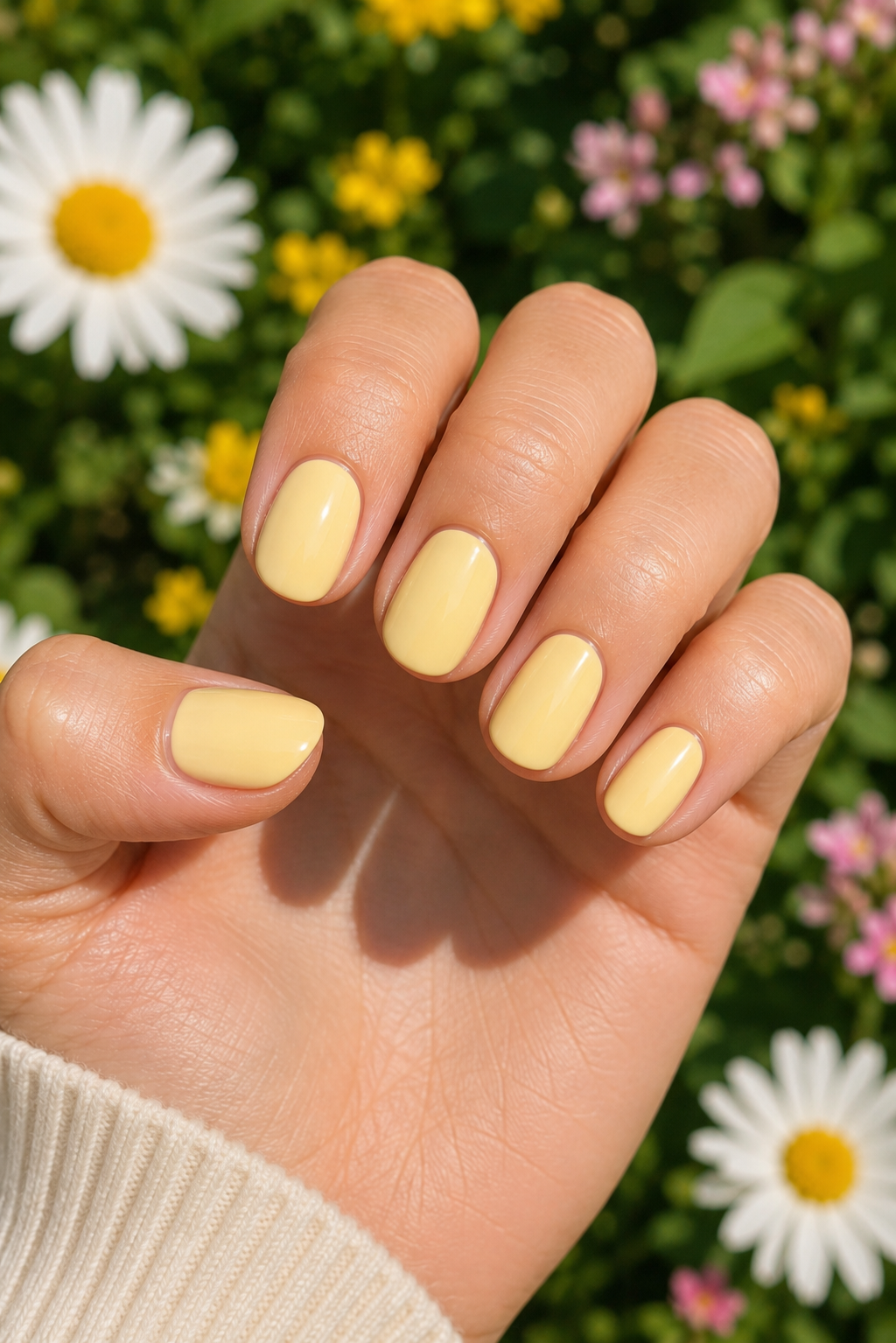 Pastel yellow manicure