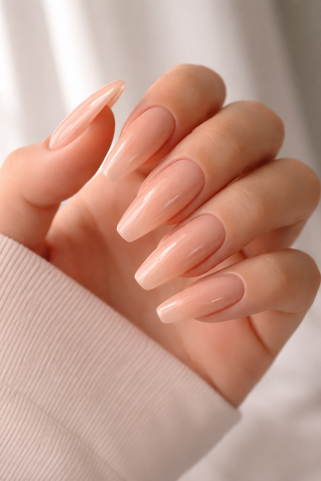 Peachy Nude Nails Spring design