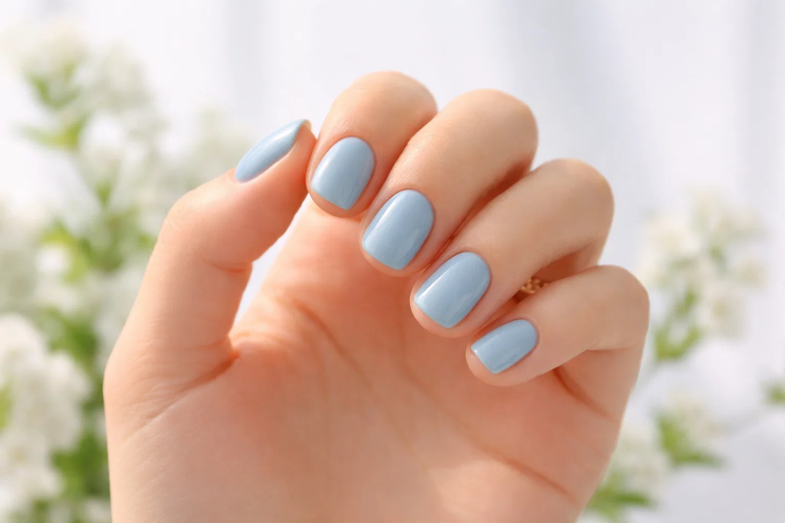 Sky Blue Short Nails ideas