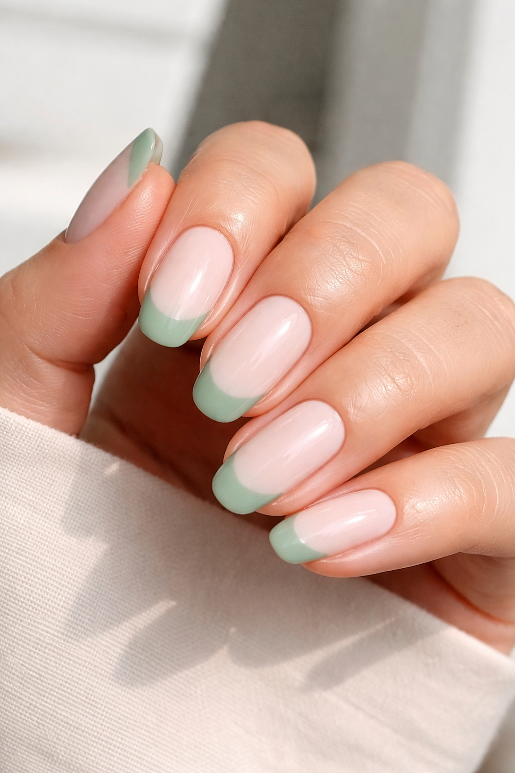 Spring green tips Nails
