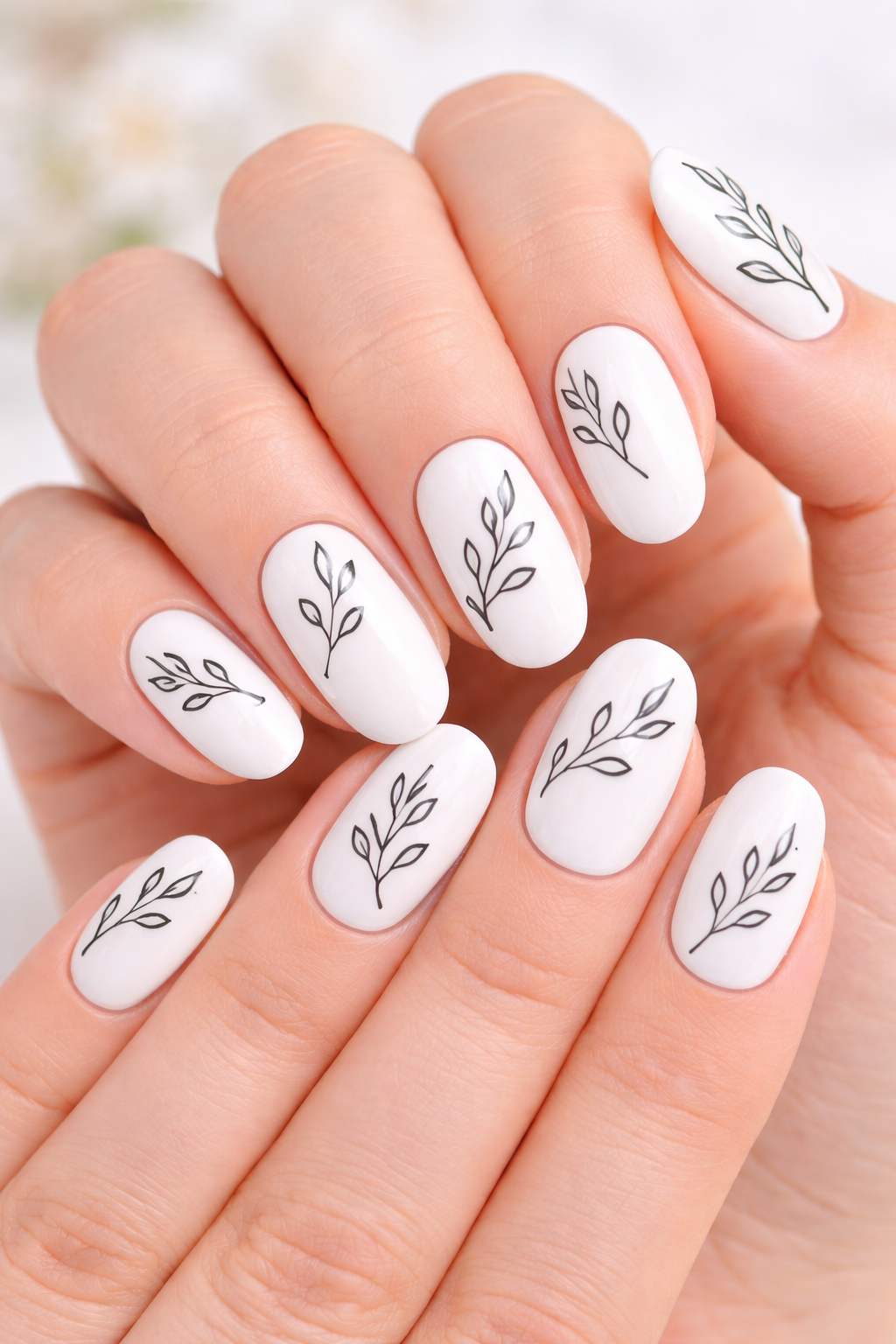 White floral nail design