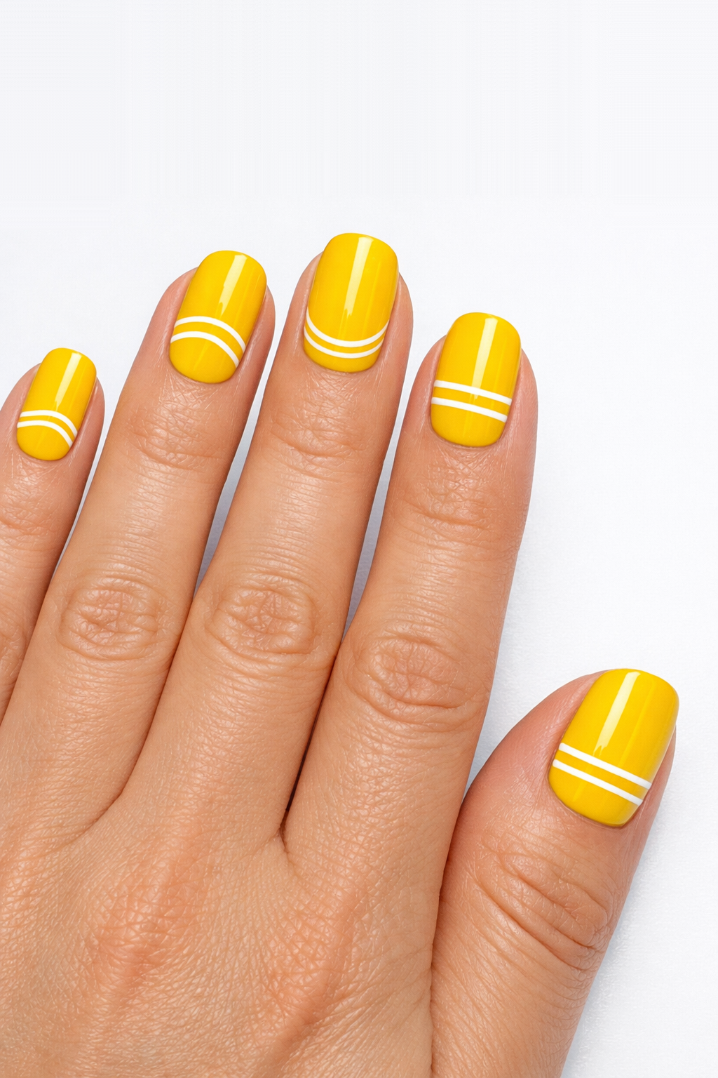 Yellow Double Line Minimal Spring Nails