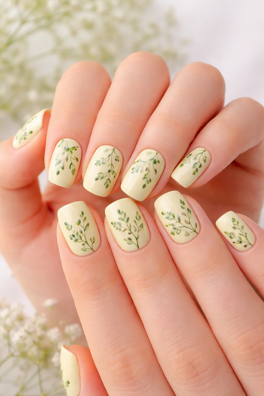 Yellow Floral Nail Art Spring