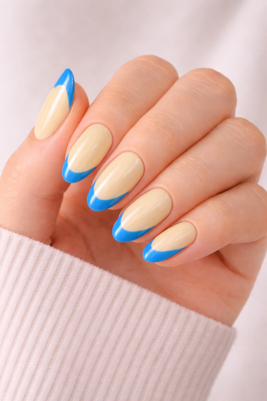 Blue French spring Nails