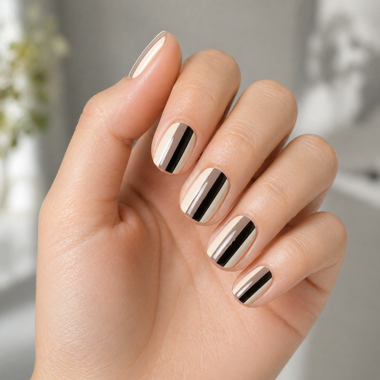 bold striped nails for summer