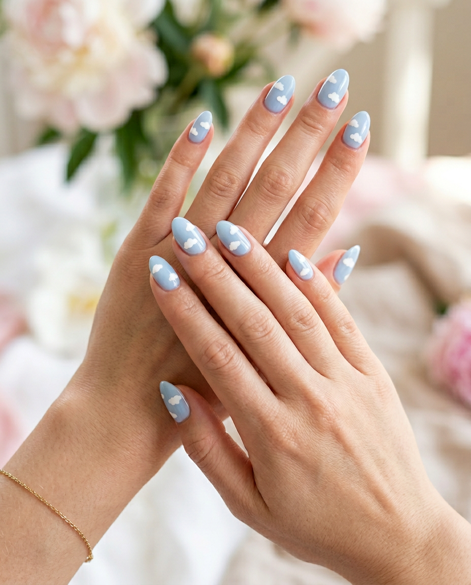 blue summer nail design