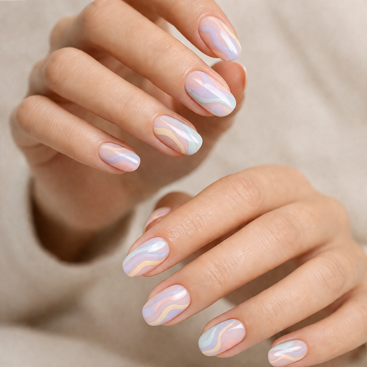 pastel swirl nail design for summer