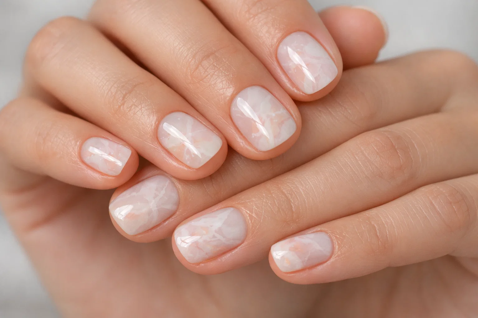 soft marbel short nail designs