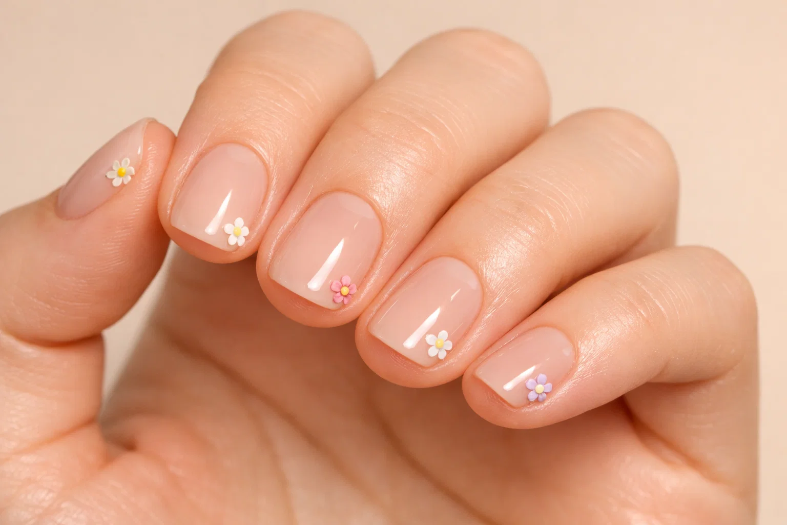 tiny single bloom short nails