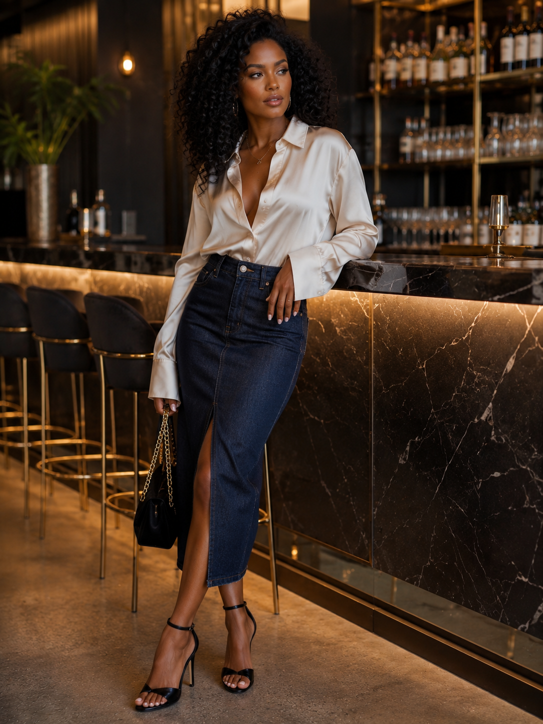Dark Denim Midi Skirt