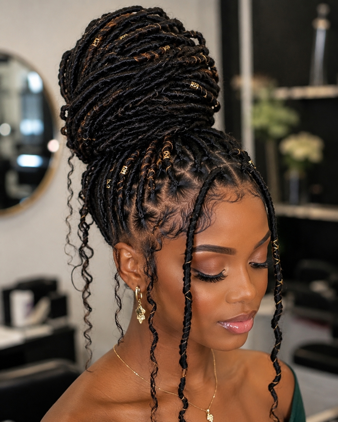 Faux Locs Updo prom hairstyle for black women