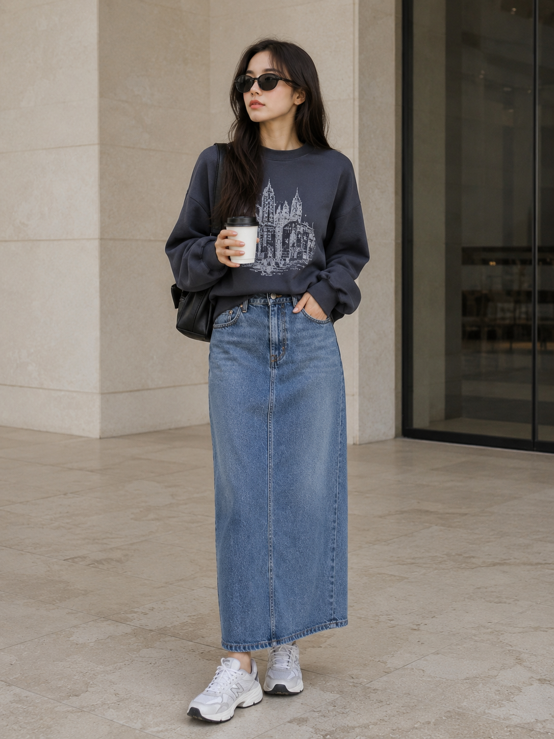 Long Denim Skirt