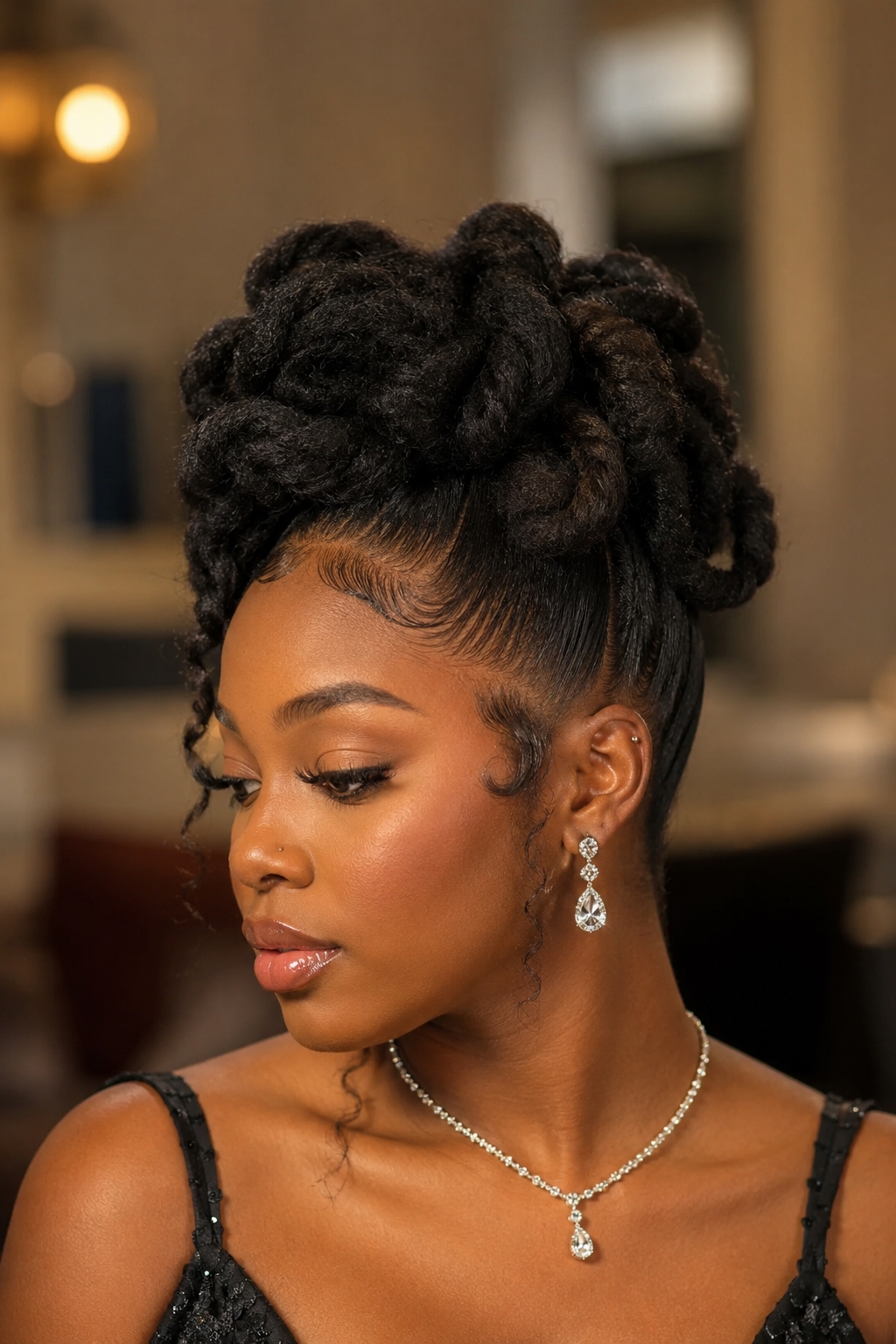 Twisted Puff Updo prom hairstyle for black women