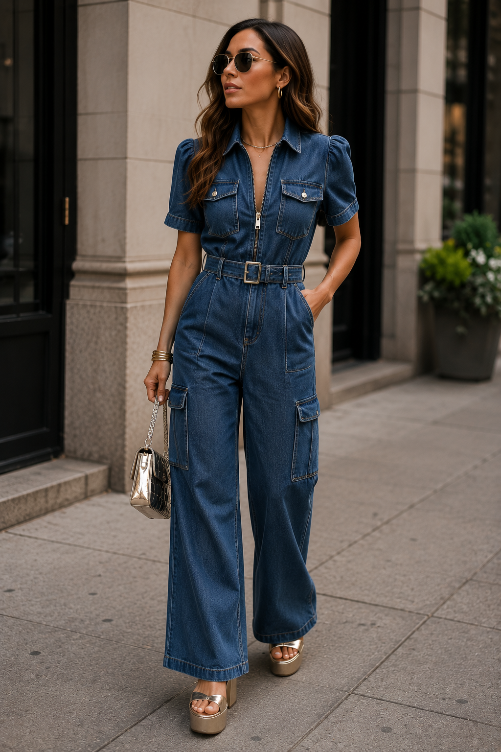 Utility Denim Jumpsuit