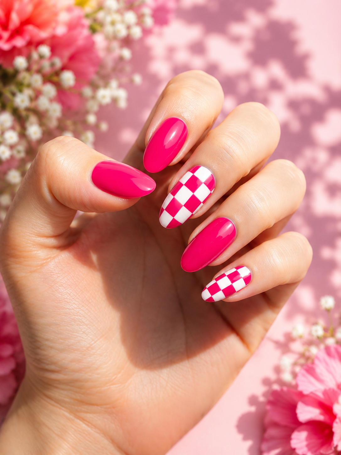 Checkerboard Accent for whimsy nail designs
