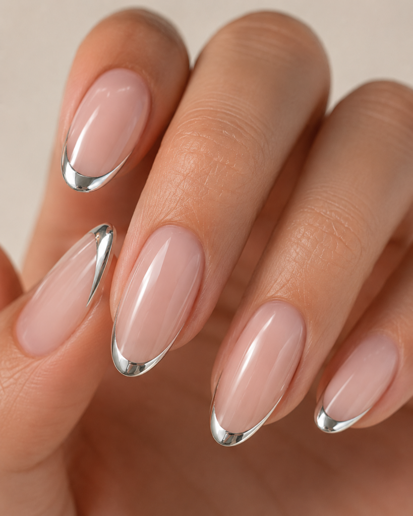 Chrome French Tips nail inspo ideas for summer