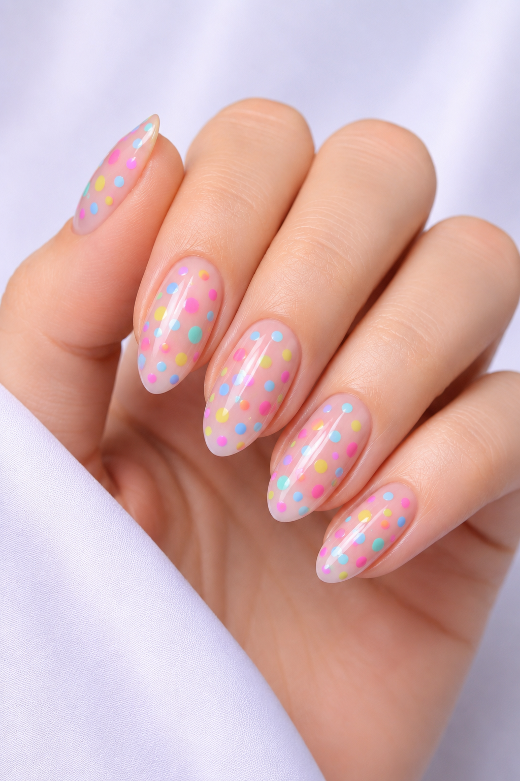 Colorful Confetti Dots on Nude Base