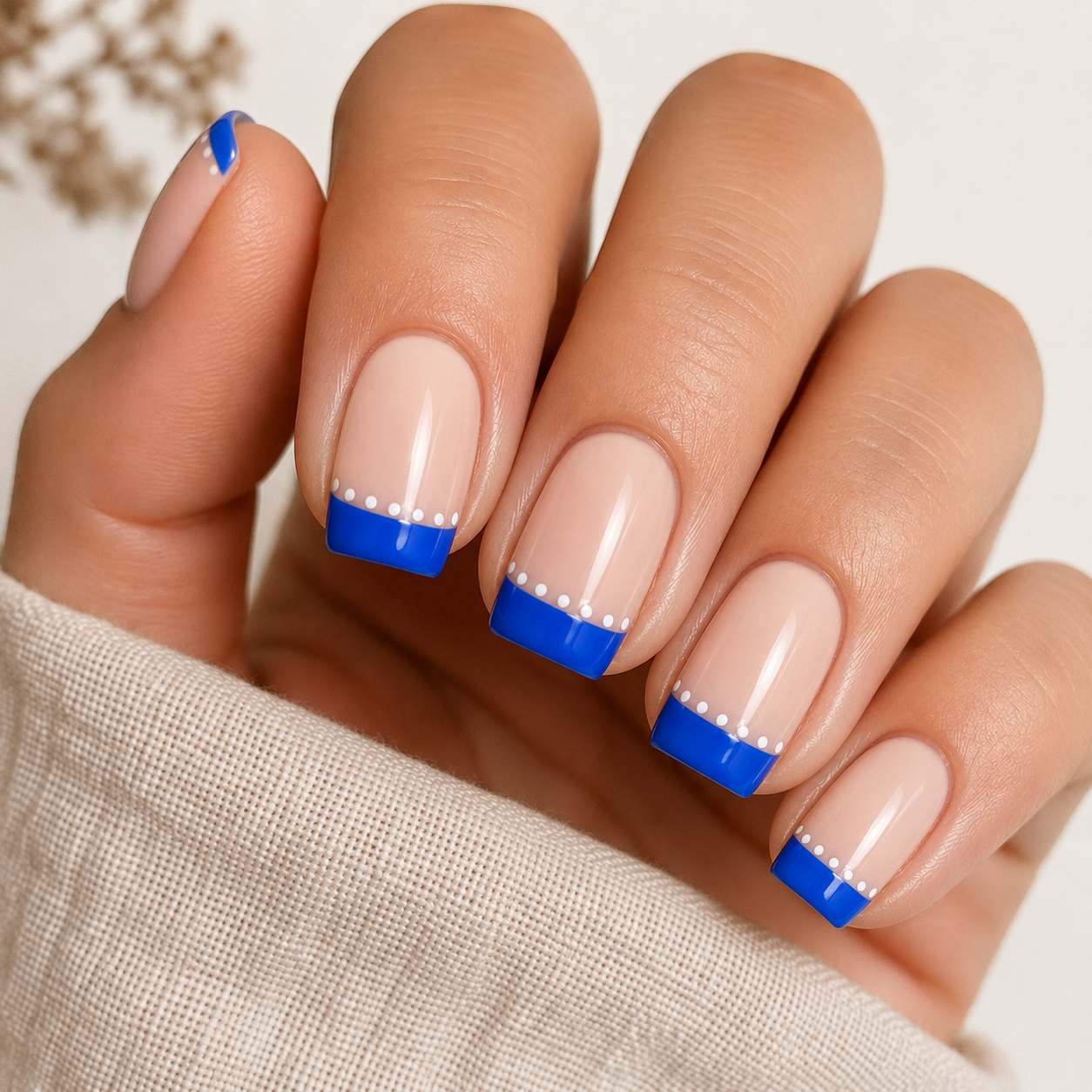 Electric Blue Dot French Tips