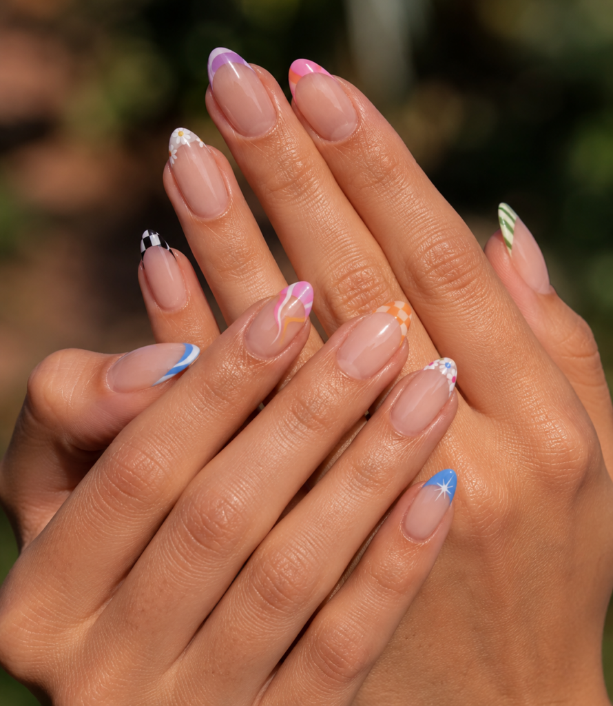 French tip nail art design for summer