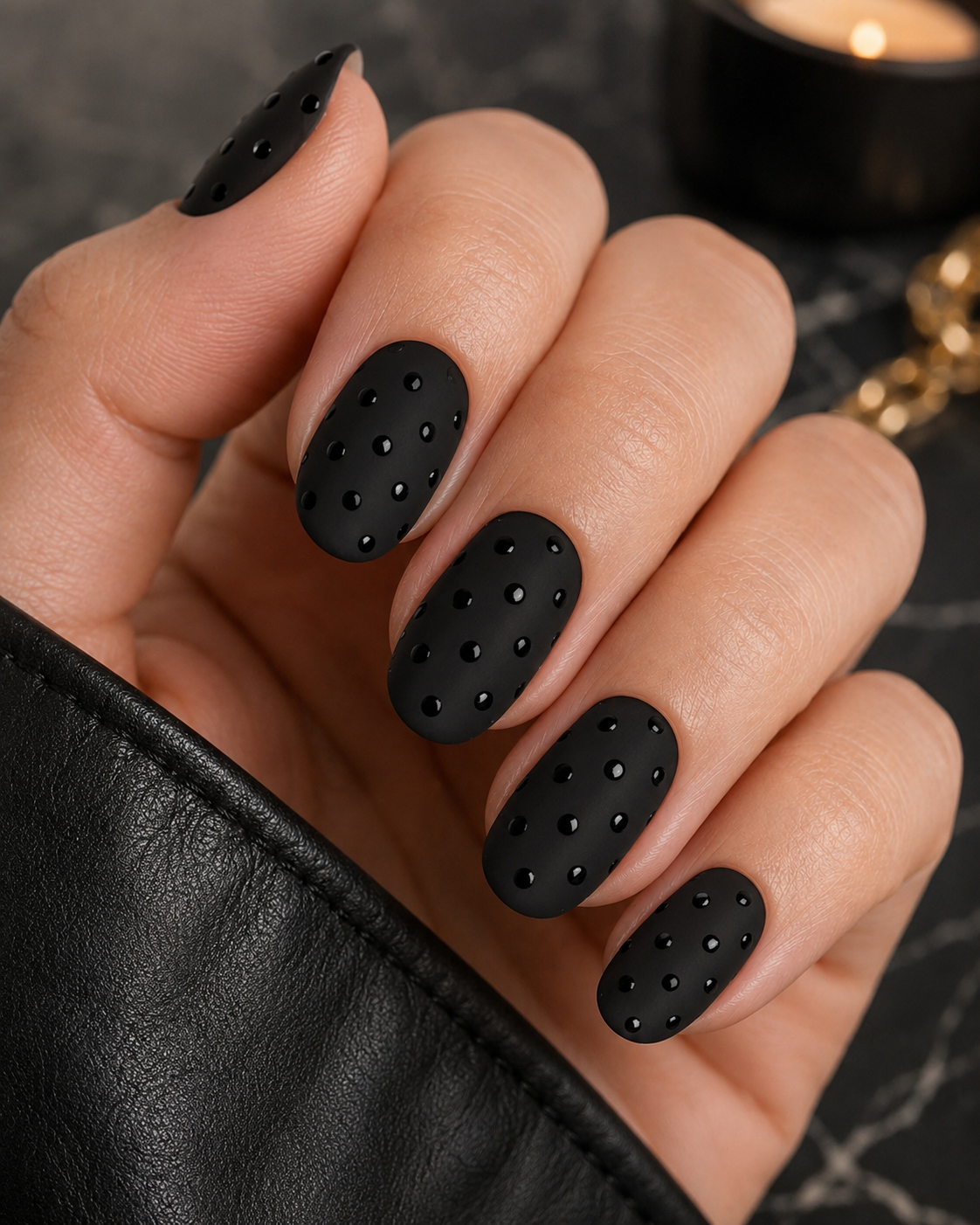 Matte Fall Nails with Glossy Dots