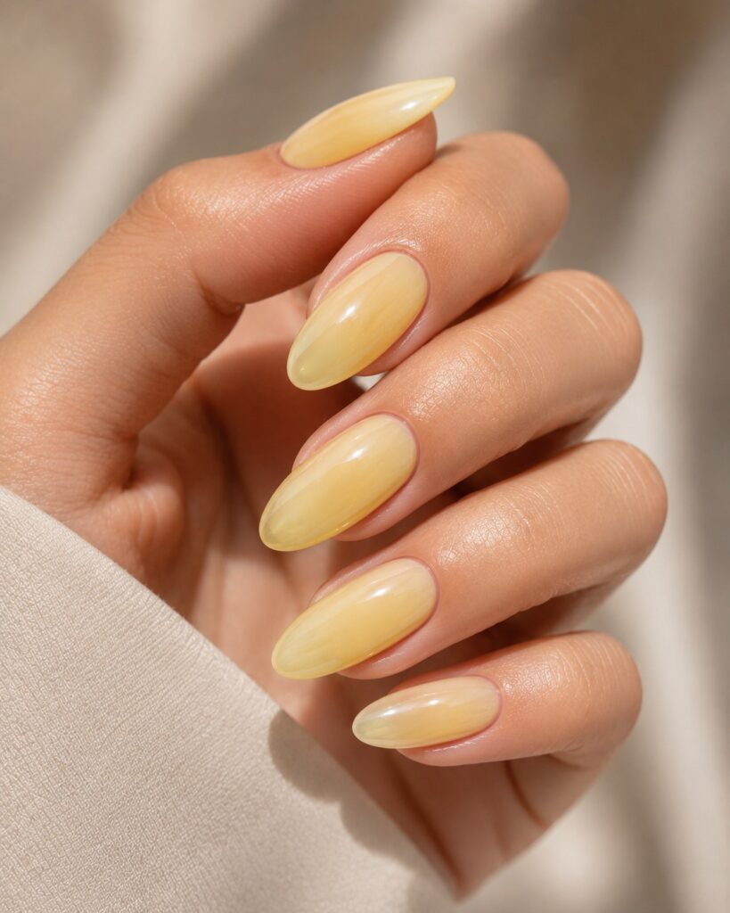 butter yellow nails summer inspo