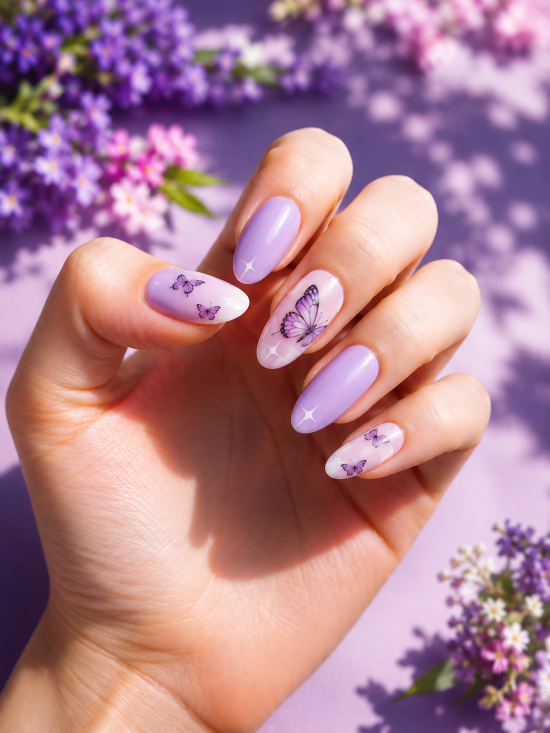 butterfly nail design for whimsy