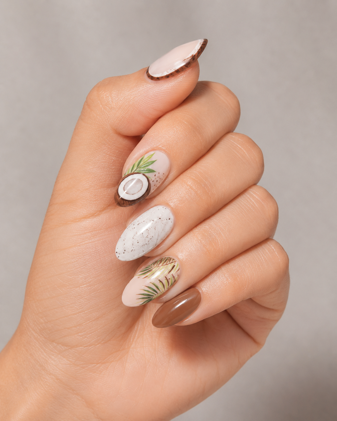 coconut shape nail design trending fruit nails
