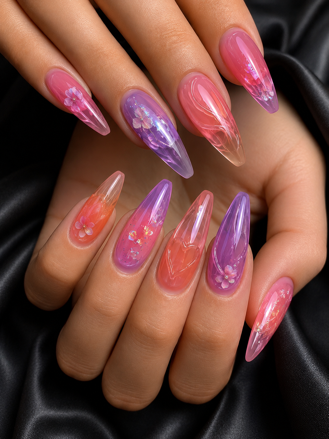 jelly candy colorful nails design