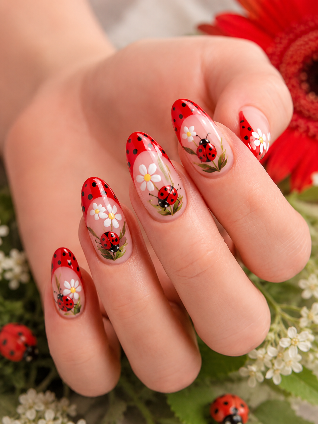 ladybug whimsical nail designs