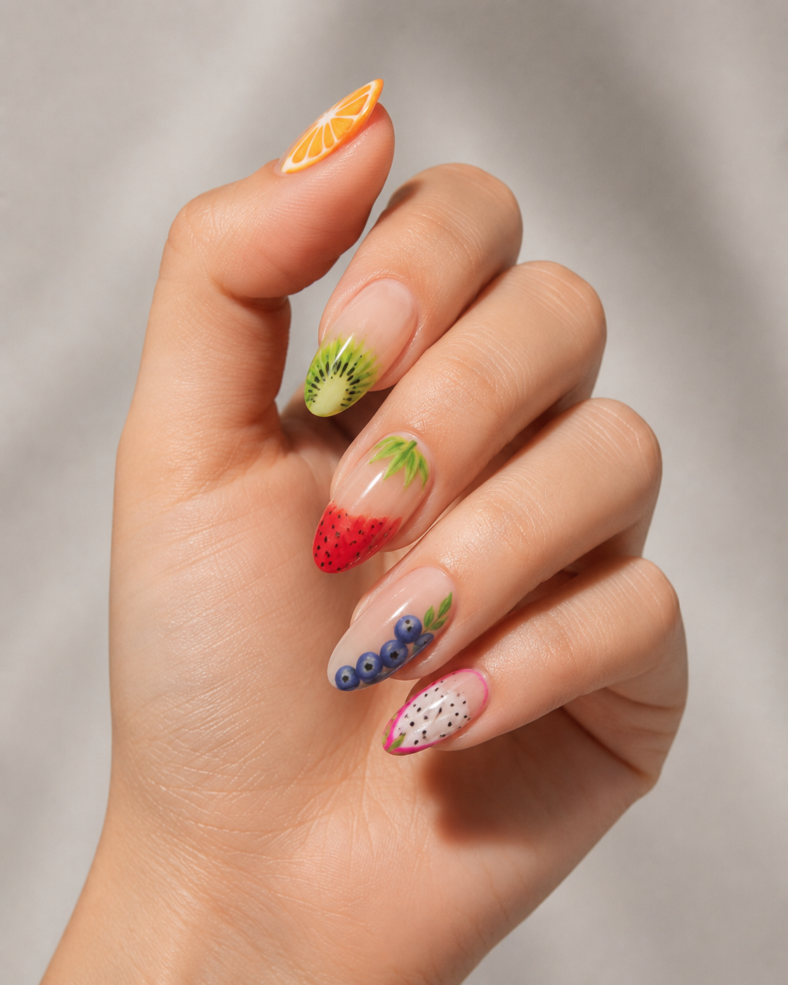 mix fruit nail designs for summer