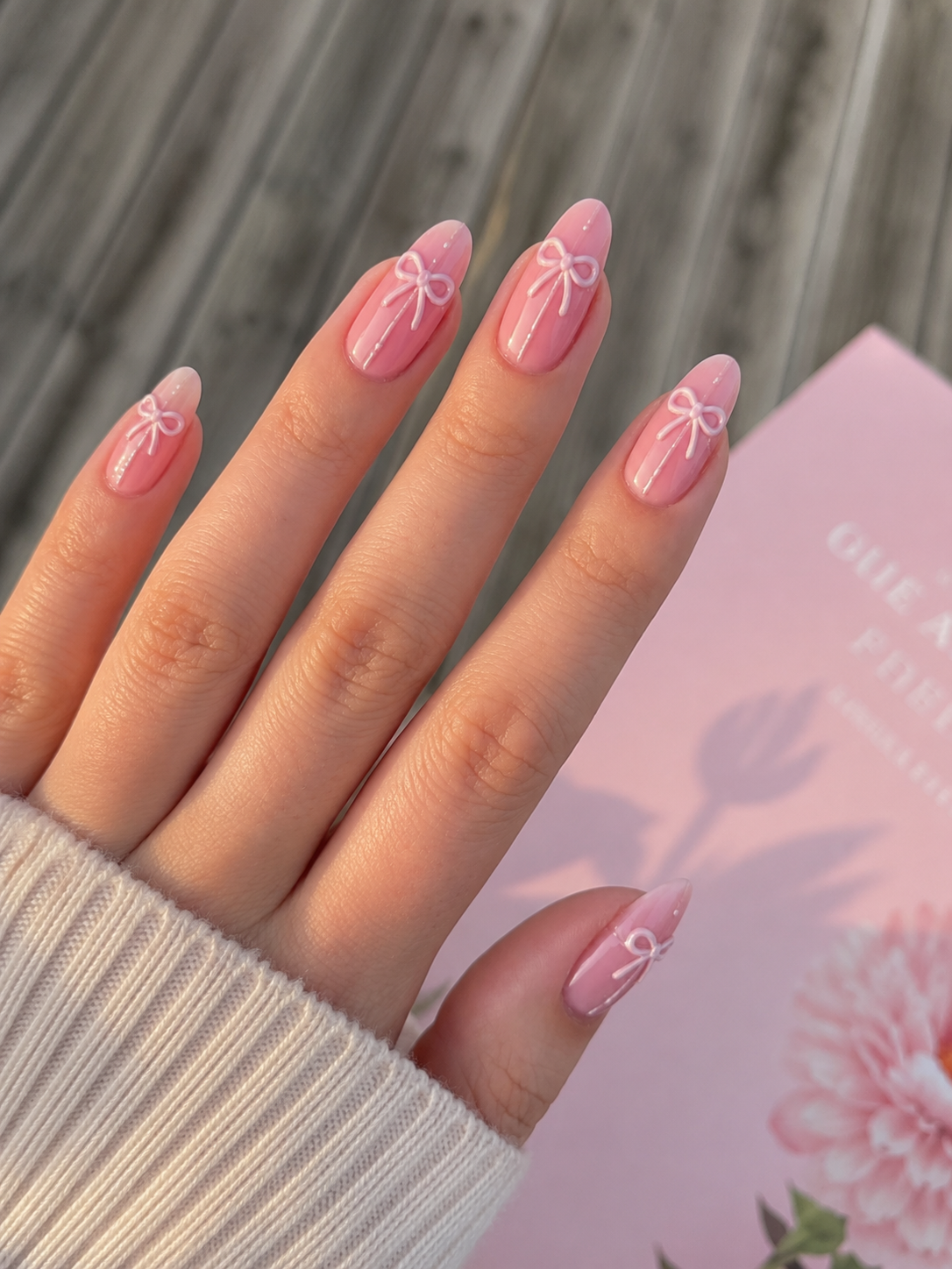 ribbon bow whimsy nail design