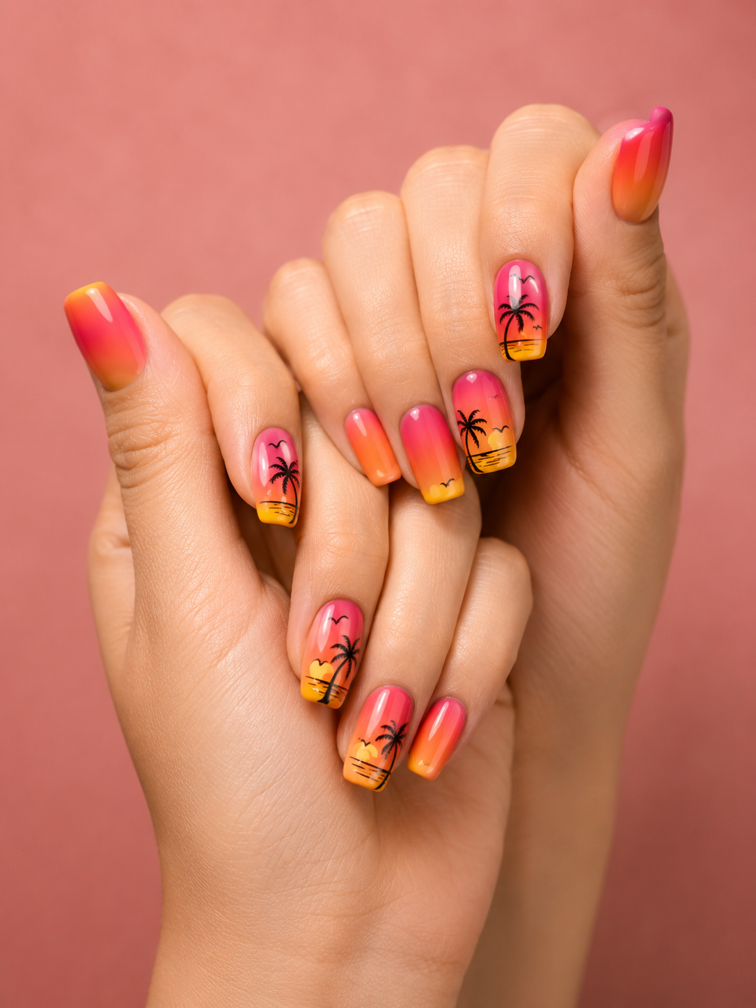 tropical sunset nail designs
