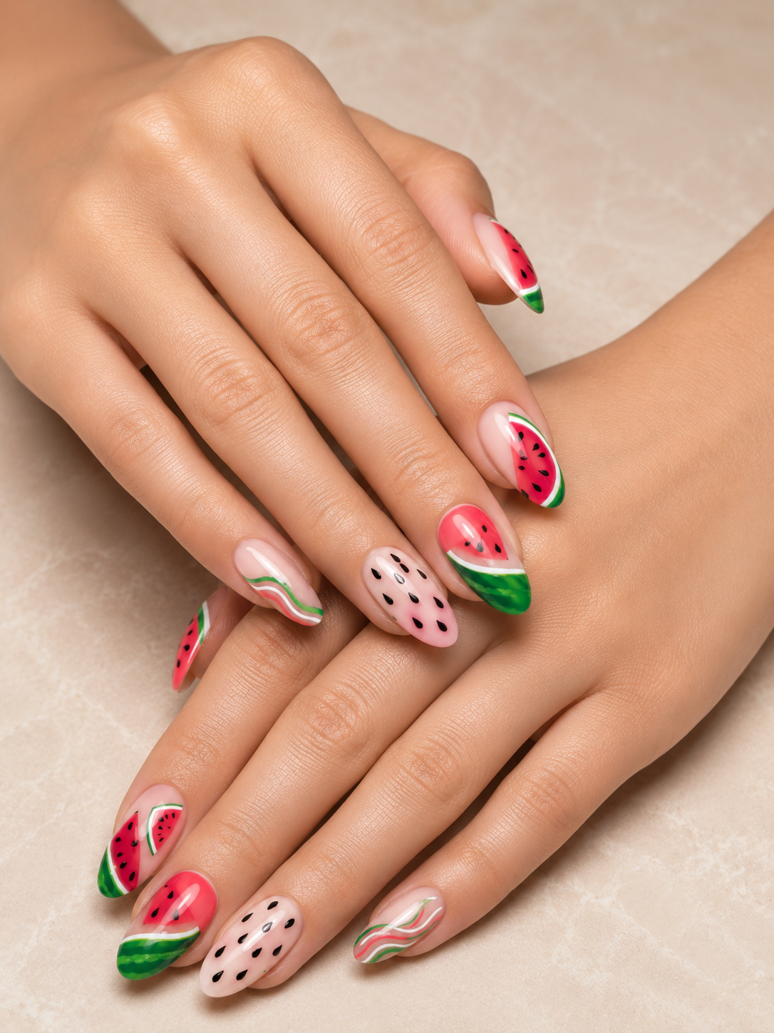 watermelon nail designs for summer