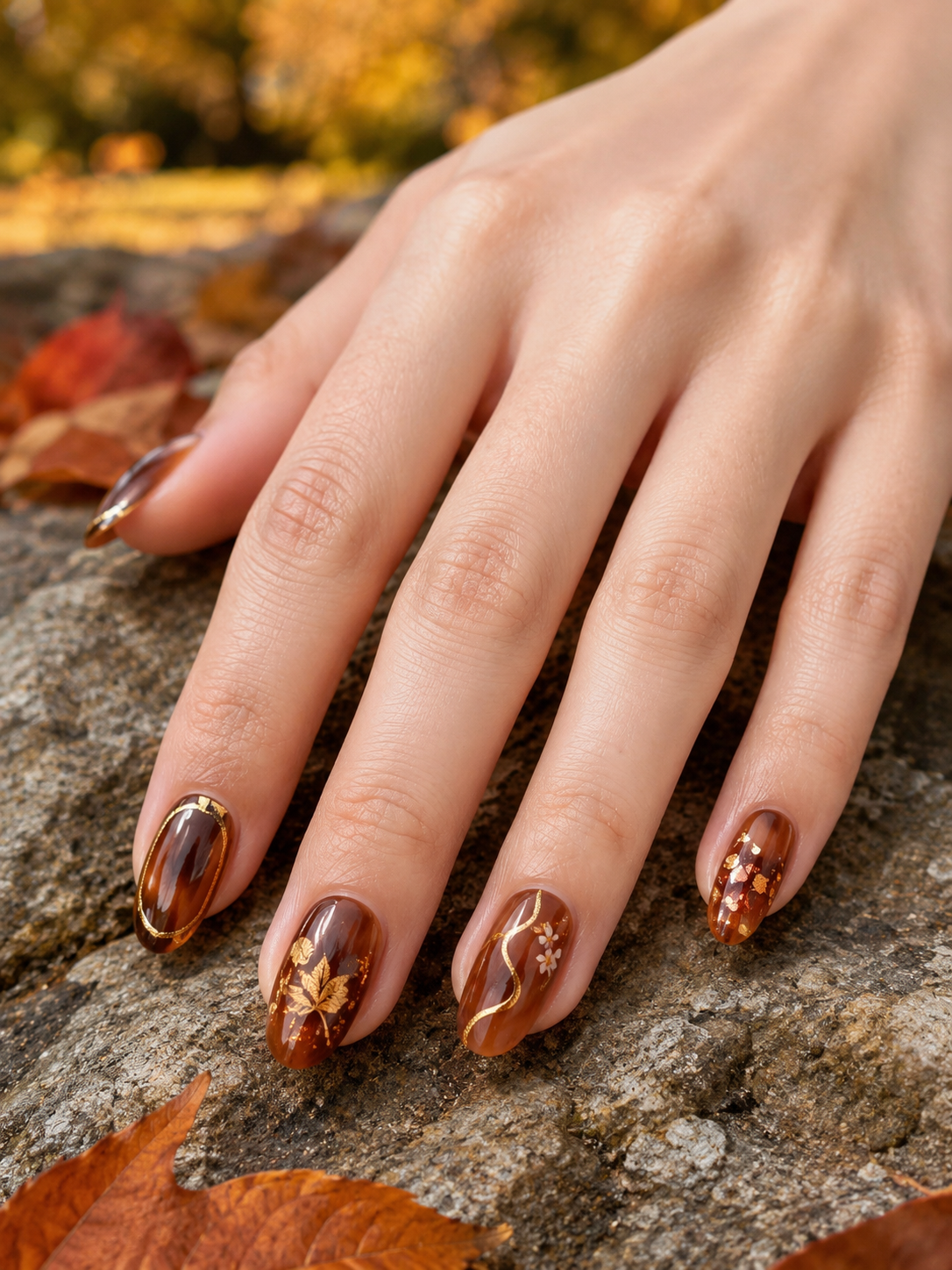 Amber Brown Nail Ideas