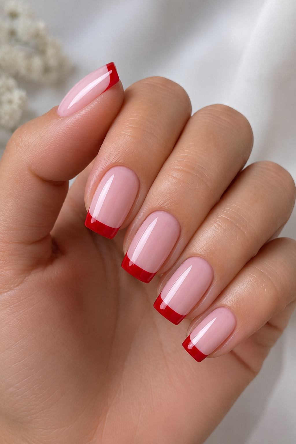 Baby Pink Base with Red Tips