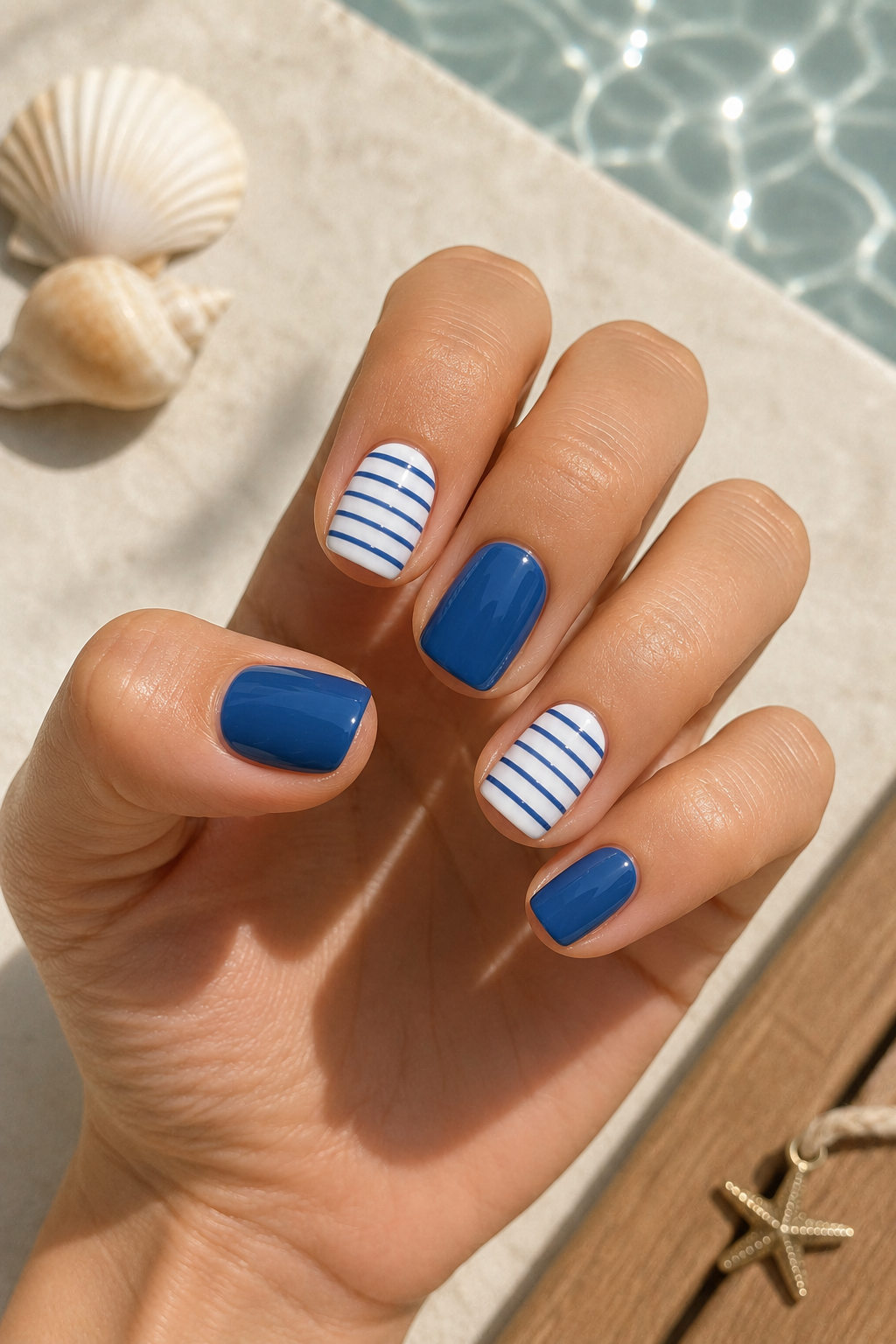 Blue and White Coastal Stripes Design