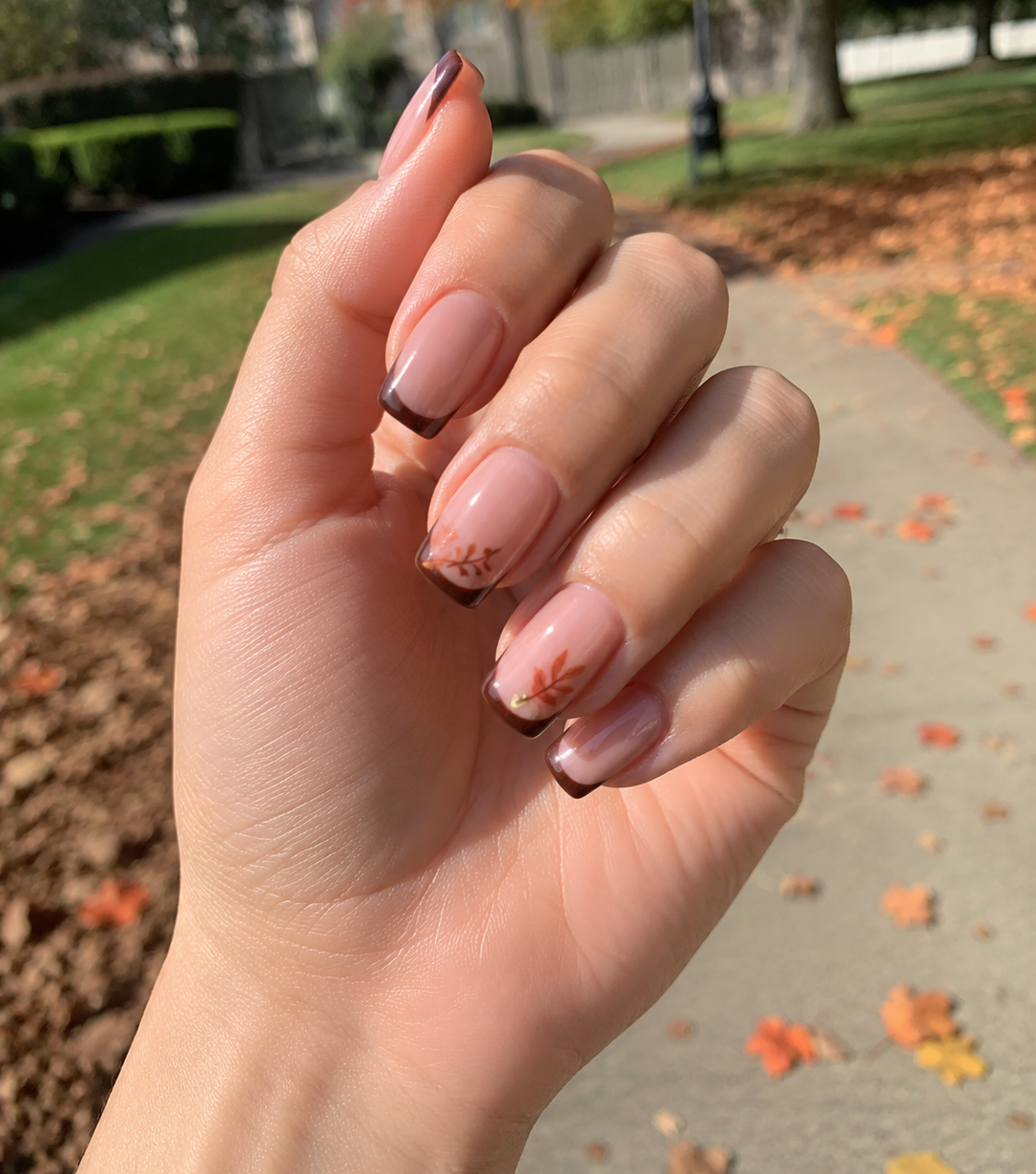 Brown Autumn French Tips