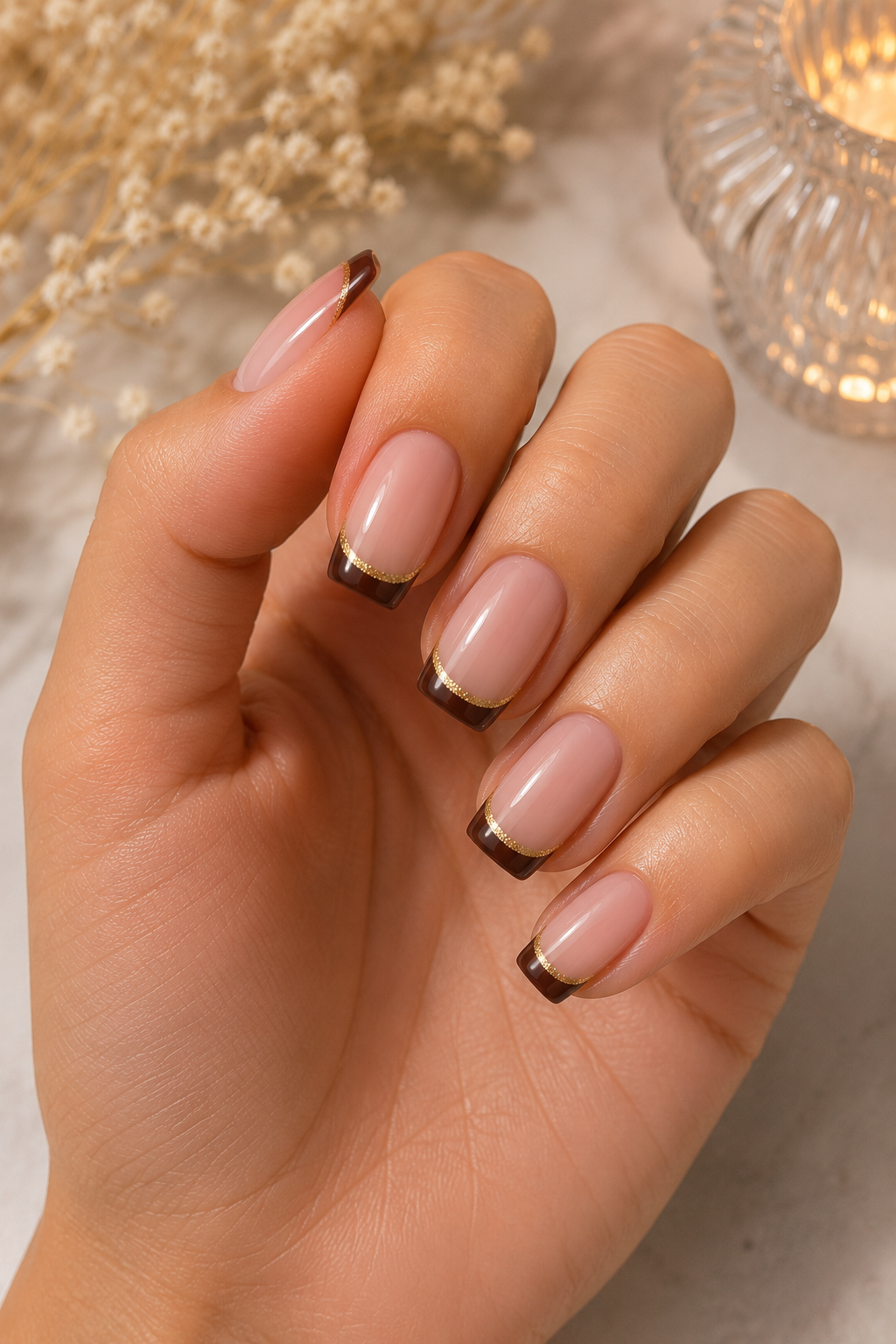Brown Glitter French